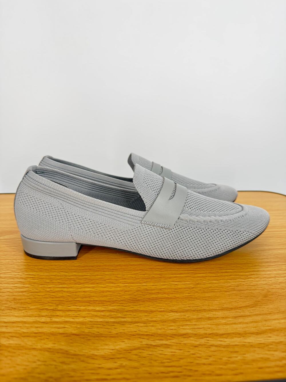 David Tate shoes women's 12 penny loafers knit gray flat slip on comfort NEW